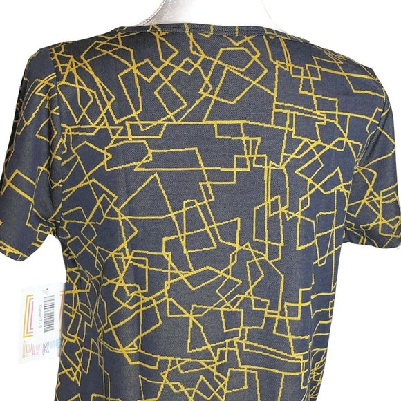 LuLaRoe Classic T Women's Small Top Navy Blue with Yellow Lines NWT - Picture 6 of 8